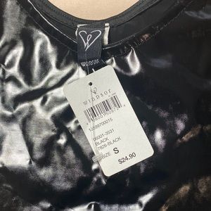 black faux leather bodysuit NWT